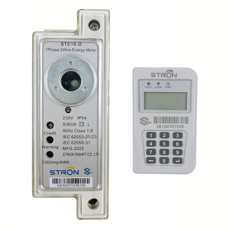 Stron STS Prepaid Din Rail Single Phase Digital Energy/Electricity Meter met 2 draden Communicatie en klantinterface-eenheid