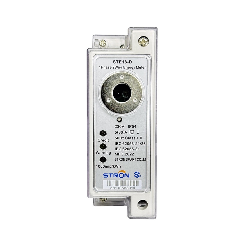 Stron STS Prepaid Din Rail Single Phase Digital Energy/Electricity Meter met 2 draden Communicatie en klantinterface-eenheid