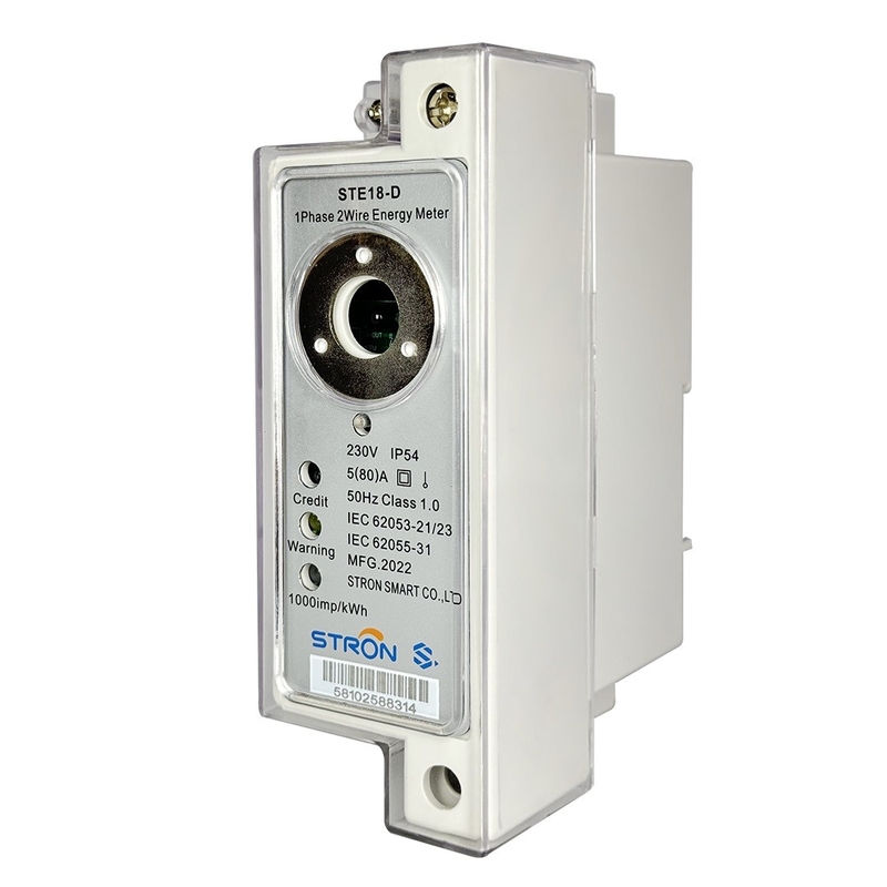 Stron STS Prepaid Din Rail Single Phase Digital Energy/Electricity Meter met 2 draden Communicatie en klantinterface-eenheid