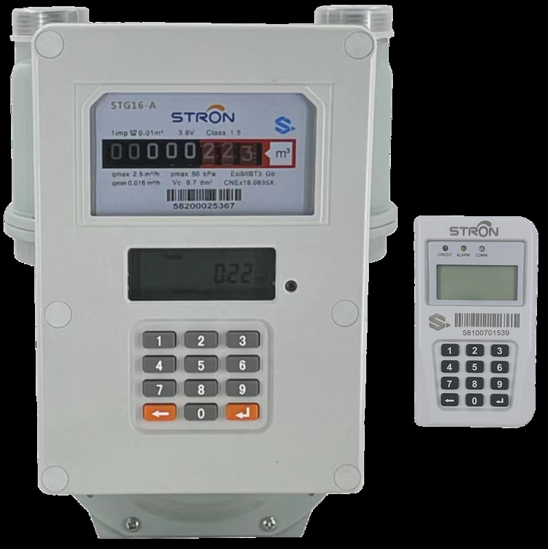 STS-split-type prepaid gasmeter en een onafhankelijke klantinterface-eenheid CIU die gebruikmaakt van 300-400m RF-communicatiemogelijkheden