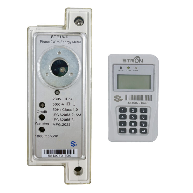 IP54 DIN-rail eenfasige prepaidmeter die PLC, LoRa, RF en tweedraads protocollen ondersteunt. Klasse 1 Nauwkeurigheidsklasse. Geoptimaliseerd voor en Elektrische meter kalibratie.