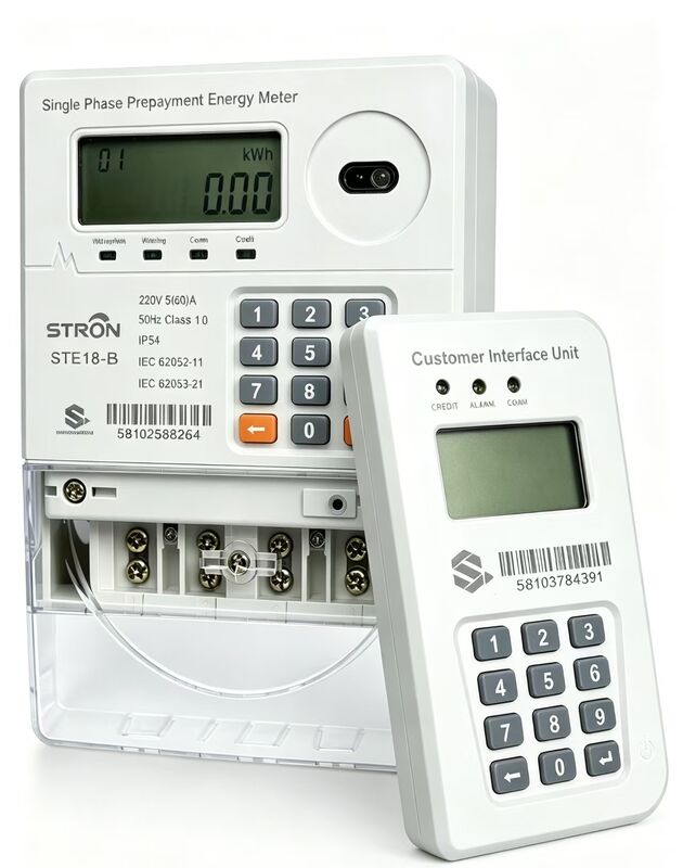 Smart Prepaid Electricity Meter dat energiebeheer mogelijk maakt met automatische relaisstop en ondersteuning voor 20-cijferige token-oplaadsoftware