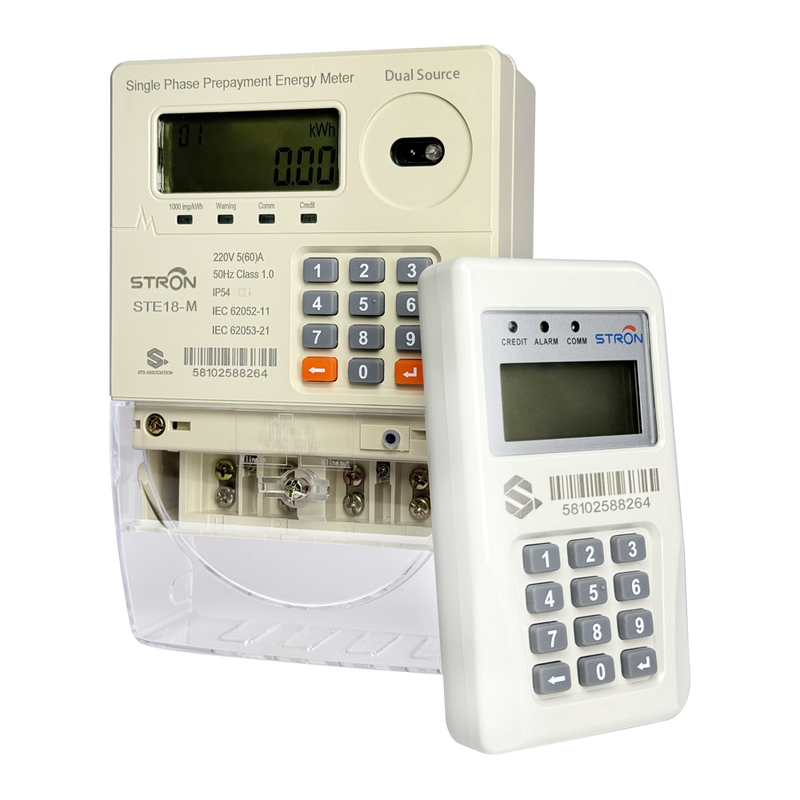 Smart Prepaid Electricity Meter dat energiebeheer mogelijk maakt met automatische relaisstop en ondersteuning voor 20-cijferige token-oplaadsoftware