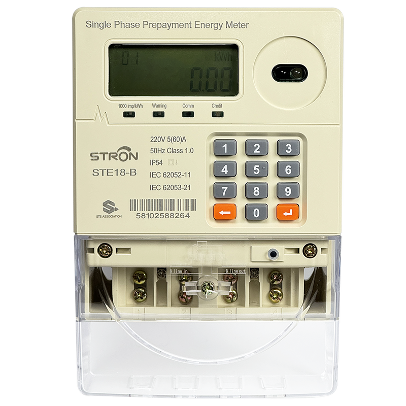 Smart Prepaid Electricity Meter dat energiebeheer mogelijk maakt met automatische relaisstop en ondersteuning voor 20-cijferige token-oplaadsoftware