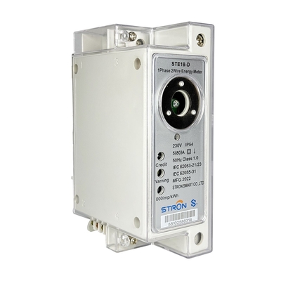 Voorafbetaalde Din-Rail éénfasige elektriciteitsmeter + CIU RF/PLC-modulecommunicatie